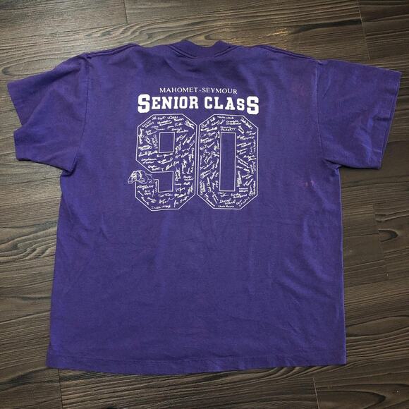 Vintage Purple Mahomet-Seymour Class Of 1990 Graphic Tee - Picture 2 of 6